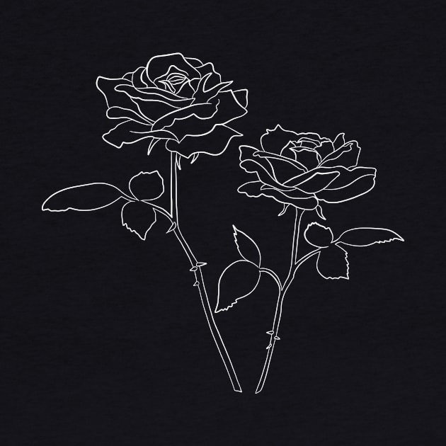 Rose Line Art Drawing - 2 Roses by PeachOnAWindowsill